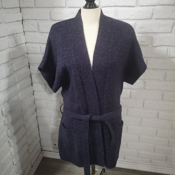 Joe Fresh Style Ladies Size XL Purple Short Sleeves Belted Long Sweater Vest - Picture 3 of 6